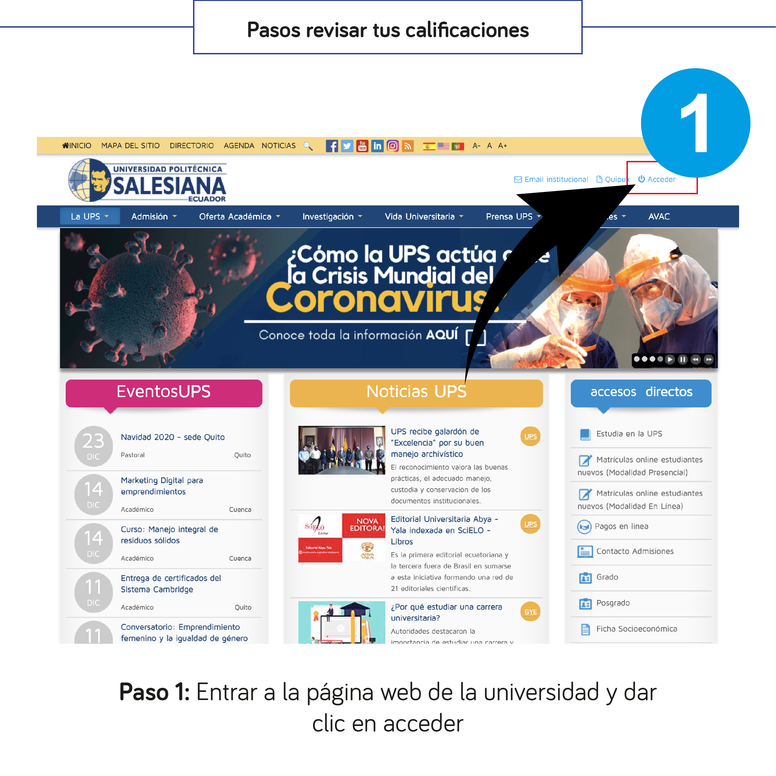 Ingresar a la página web de la UPS