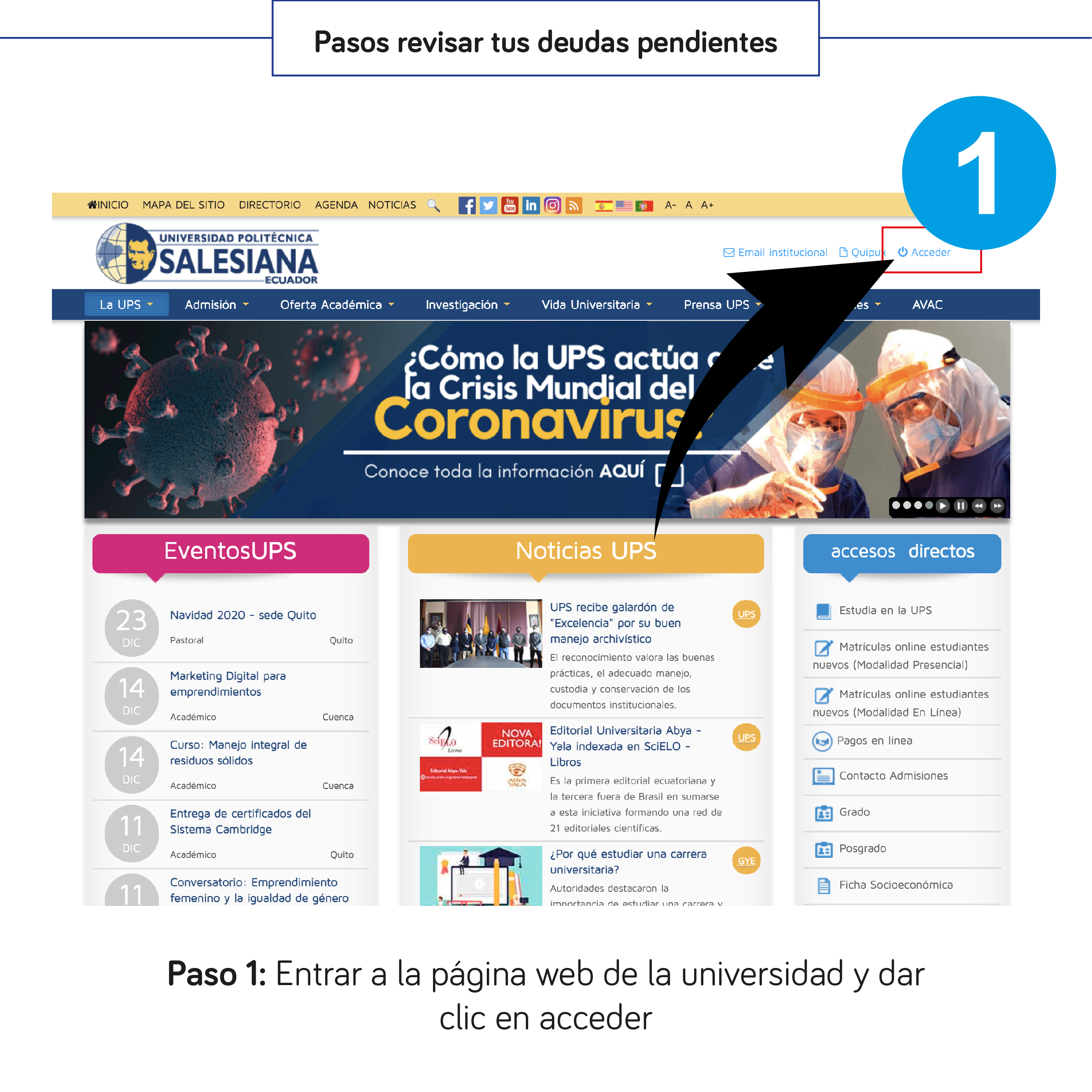 Ingresar a la página web de la UPS
