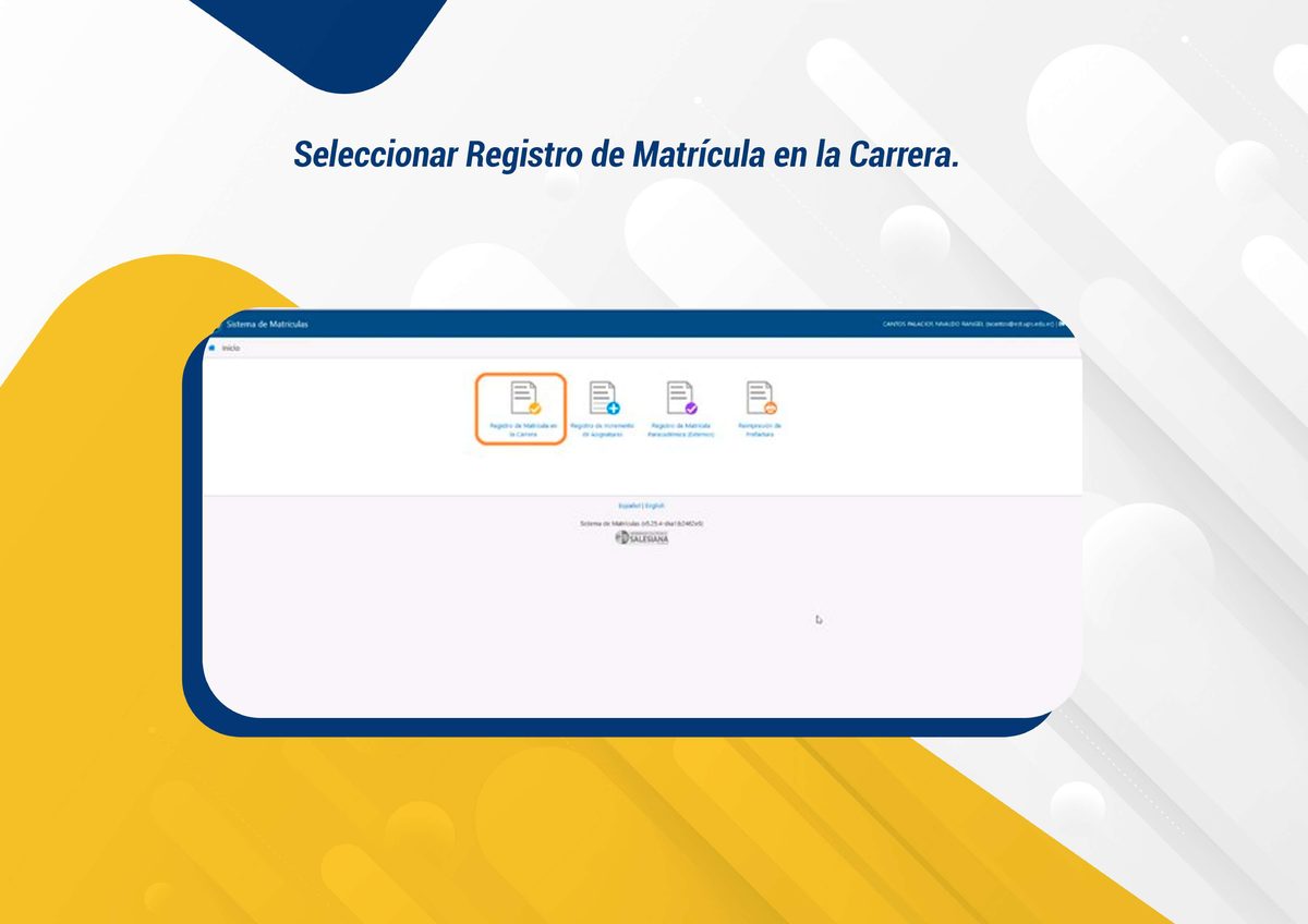 Sistema de Matrículas con opción Registro de Matrícula en la Carrera